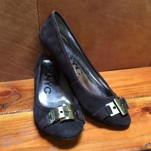 DKNYC  wedge, brown suede shoes, size 7.5